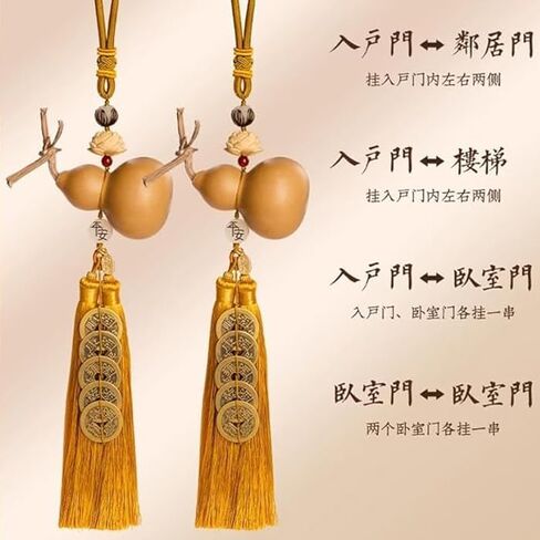 Five Feperors Coins Swourd Pendant مع عقدة ميمونة - سلسلة عملة النحاس النقية الأصلية ، تصميم الفم المفتوح لغرفة المعيشة التي تواجه النافذة أو باب الدخول in Saudi Arabia