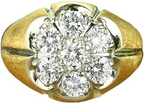 Finecreation_usa !! 3.00CT Round Round Diamond Cluster Men Men's Lainting Band Band Ring 14K Yellow Gold Finish (الأصفر ، 9) in Saudi Arabia