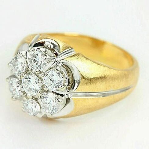 Finecreation_usa !! 3.00CT Round Round Diamond Cluster Men Men's Lainting Band Band Ring 14K Yellow Gold Finish (الأصفر ، 9) in Saudi Arabia