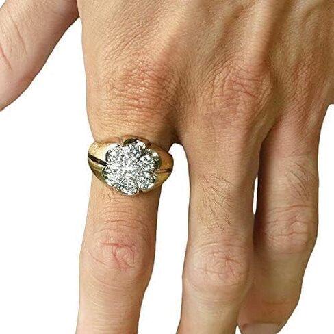 Finecreation_usa !! 3.00CT Round Round Diamond Cluster Men Men's Lainting Band Band Ring 14K Yellow Gold Finish (الأصفر ، 9) in Saudi Arabia