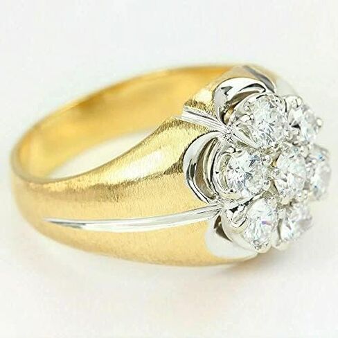 Finecreation_usa !! 3.00CT Round Round Diamond Cluster Men Men's Lainting Band Band Ring 14K Yellow Gold Finish (الأصفر ، 9) in Saudi Arabia