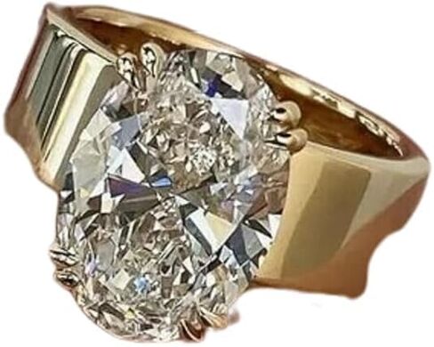 Finecreation_usa-4.00ct Oval Cut Lab الذي تم إنشاؤه تم إنشاؤه Diamond Solitaire خاتم الخطوبة 14K الذهب الأصفر الذهب 925 Sterling Silver (أصفر ، 7) in Saudi Arabia