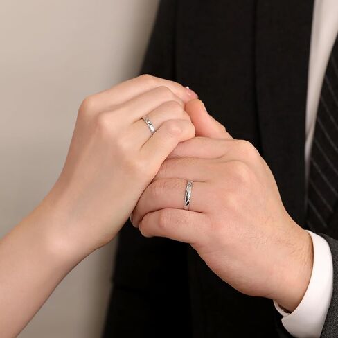 Meissa Sterling Silver Wedding Ring مجموعة خواتم الخطبة للنساء وعد الرجال بحلقات مطابقة للأزواج هدايا مجوهرات عيد الحب في عيد الحب in Saudi Arabia