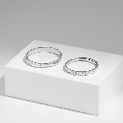 Meissa Sterling Silver Wedding Ring مجموعة خواتم الخطبة للنساء وعد الرجال بحلقات مطابقة للأزواج هدايا مجوهرات عيد الحب في عيد الحب in Saudi Arabia