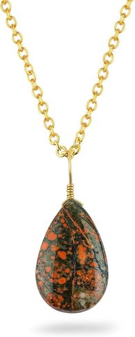 Natural Obsidian Pendant Necklace | Handmade Jewelry | Gold Plated Chain | Healing Crystal | Chakra Stone | Cabochon Dainty Jewelry | Gift for Women | 18inch in Kuwait