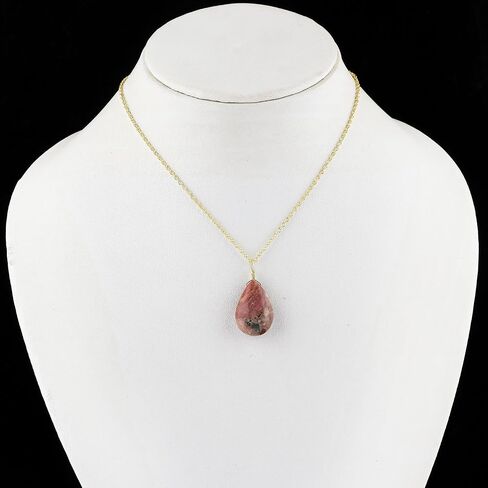 Natural Obsidian Pendant Necklace | Handmade Jewelry | Gold Plated Chain | Healing Crystal | Chakra Stone | Cabochon Dainty Jewelry | Gift for Women | 18inch in Kuwait