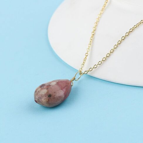 Natural Obsidian Pendant Necklace | Handmade Jewelry | Gold Plated Chain | Healing Crystal | Chakra Stone | Cabochon Dainty Jewelry | Gift for Women | 18inch in Kuwait