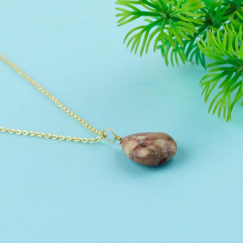 Natural Obsidian Pendant Necklace | Handmade Jewelry | Gold Plated Chain | Healing Crystal | Chakra Stone | Cabochon Dainty Jewelry | Gift for Women | 18inch in Kuwait