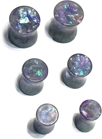 Size (0g, 00g, 1/2g) 8mm, 10mm, 12mm, Double Flare Gauges, Ear Plugs, Purple Opal, Violet, Lavender, Body Jewelry ((00g) 10mm) in Saudi Arabia