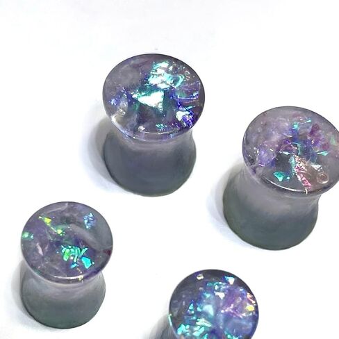 Size (0g, 00g, 1/2g) 8mm, 10mm, 12mm, Double Flare Gauges, Ear Plugs, Purple Opal, Violet, Lavender, Body Jewelry ((00g) 10mm) in Saudi Arabia
