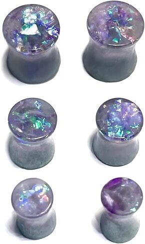 Size (0g, 00g, 1/2g) 8mm, 10mm, 12mm, Double Flare Gauges, Ear Plugs, Purple Opal, Violet, Lavender, Body Jewelry ((00g) 10mm) in Saudi Arabia