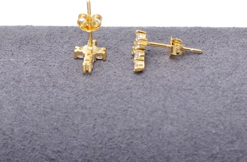 925 Sterling Silver Zirconia Zirconia Tiny Cross Studs أقراط للنساء ، مطلي بالذهب الأبيض in Saudi Arabia