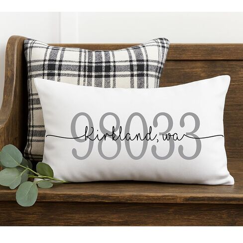 وسادة عنوان مخصصة مخصصة الرمز البريدي City Lumbar Pillow لمدخل مقعد Housewarming House House Elining Home Home Gift in Kuwait