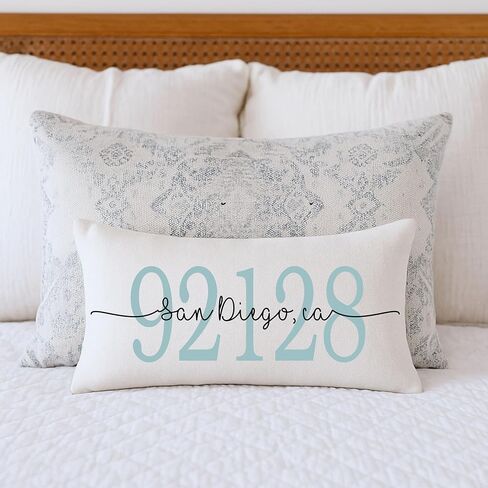 وسادة عنوان مخصصة مخصصة الرمز البريدي City Lumbar Pillow لمدخل مقعد Housewarming House House Elining Home Home Gift in Kuwait