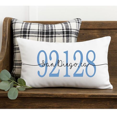 وسادة عنوان مخصصة مخصصة الرمز البريدي City Lumbar Pillow لمدخل مقعد Housewarming House House Elining Home Home Gift in Kuwait