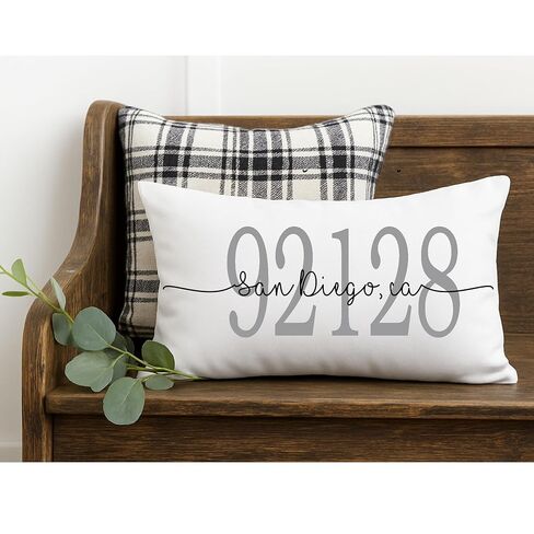 وسادة عنوان مخصصة مخصصة الرمز البريدي City Lumbar Pillow لمدخل مقعد Housewarming House House Elining Home Home Gift in Kuwait