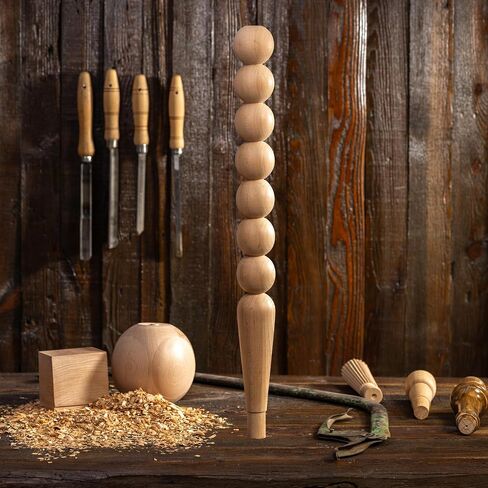 Beech Farmhouse Wood Table Leg - Unfinished - DIY Furniture - Turned Wooden Leg (18 Inch / 45 cm) in Saudi Arabia