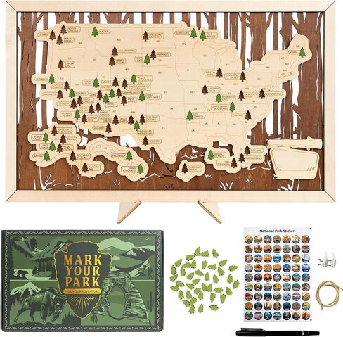 Hyperi US Parks Map Map Map ، قائمة التحقق من تعقب الحديقة الوطنية ، فن الجدار الطبيعي ، هدايا المسافر للأمي ، أبي ، زميل في العمل ، هدايا عيد الميلاد (خريطة الحديقة الوطنية) in Kuwait