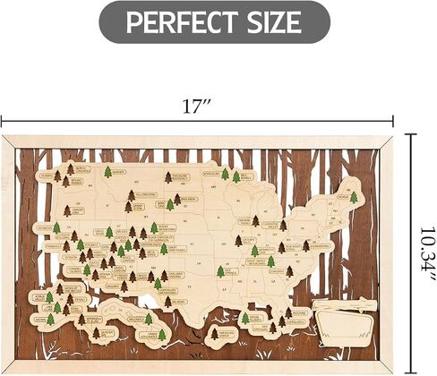 Hyperi US Parks Map Map Map ، قائمة التحقق من تعقب الحديقة الوطنية ، فن الجدار الطبيعي ، هدايا المسافر للأمي ، أبي ، زميل في العمل ، هدايا عيد الميلاد (خريطة الحديقة الوطنية) in Kuwait
