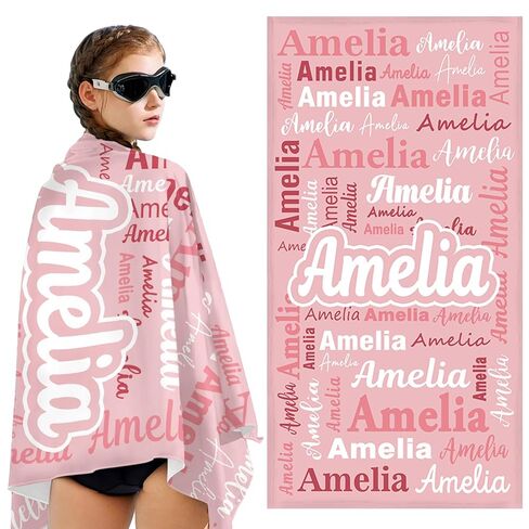 منشفة شاطئية شخصية Arvae للأطفال البالغين ، مناشف شاطئية مخصصة مصنوعة يدويًا ، ومنشفة حمامات سباحة Microfiber المقاومة للرمل ، وأعياد الميلاد ، وعيد الفصح ، وهدايا Housewarming لفتيات مراهقات البنات (Pink) in Kuwait