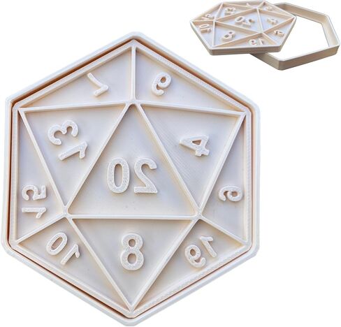 RPG Dice Cookie Cutter | D20 Role-Playing Game Baking Tool | Tabletop RPG Party Cookies | 3D Printed PLA | DnD, TTRPG, Fantasy Themed Baking in Saudi Arabia