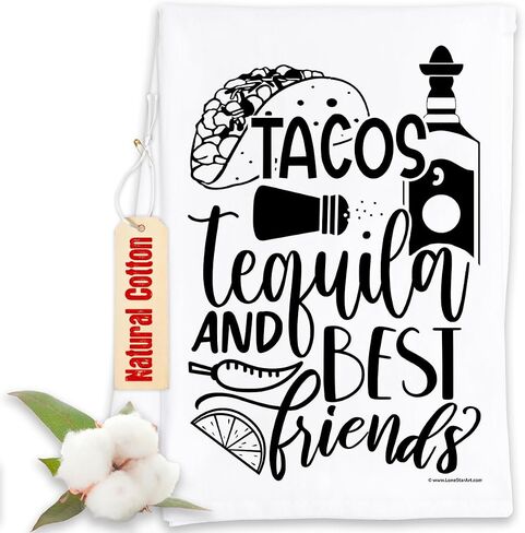 Tacos Tequila وأفضل الأصدقاء - مناشف شاي المطبخ المضحكة - مناشف المطبخ المضحكة مناشف أطباق مزخرفة مع أقوال ، هدايا مطبخ Housewarming المضحكة - مناشف المطبخ متعددة الاستخدامات - هدايا مضحكة in Saudi Arabia