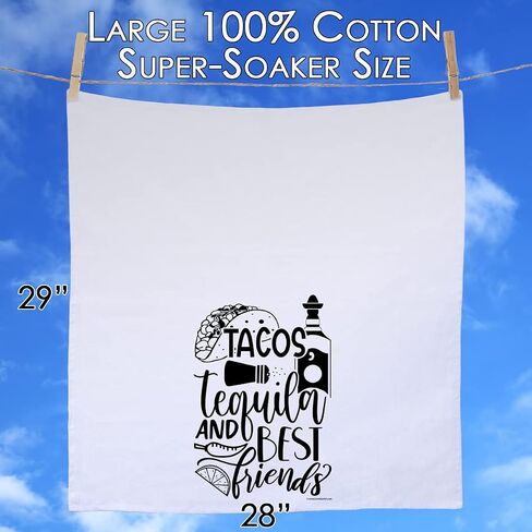 Tacos Tequila وأفضل الأصدقاء - مناشف شاي المطبخ المضحكة - مناشف المطبخ المضحكة مناشف أطباق مزخرفة مع أقوال ، هدايا مطبخ Housewarming المضحكة - مناشف المطبخ متعددة الاستخدامات - هدايا مضحكة in Saudi Arabia