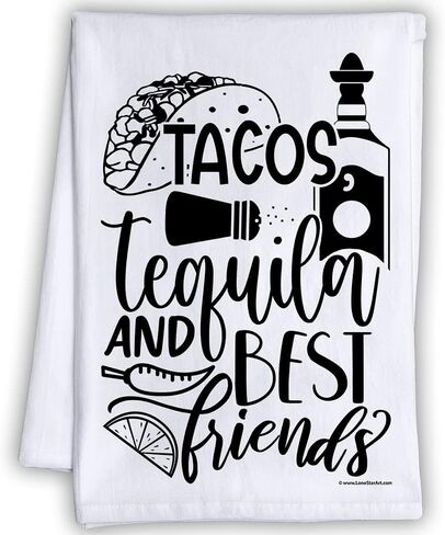 Tacos Tequila وأفضل الأصدقاء - مناشف شاي المطبخ المضحكة - مناشف المطبخ المضحكة مناشف أطباق مزخرفة مع أقوال ، هدايا مطبخ Housewarming المضحكة - مناشف المطبخ متعددة الاستخدامات - هدايا مضحكة in Saudi Arabia
