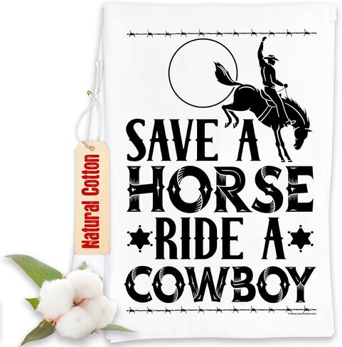 Save a Horse Ride a Cowboy - Tea Towels - Funny Kitchen Towels Decorative Dish Towels with Sayings, Funny Housewarming Kitchen Gifts - Multi-Use Cute Kitchen Towels - Funny Gifts for Women in Saudi Arabia