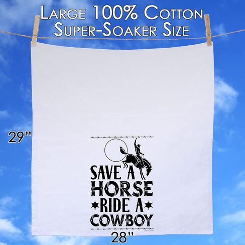Save a Horse Ride a Cowboy - Tea Towels - Funny Kitchen Towels Decorative Dish Towels with Sayings, Funny Housewarming Kitchen Gifts - Multi-Use Cute Kitchen Towels - Funny Gifts for Women in Saudi Arabia