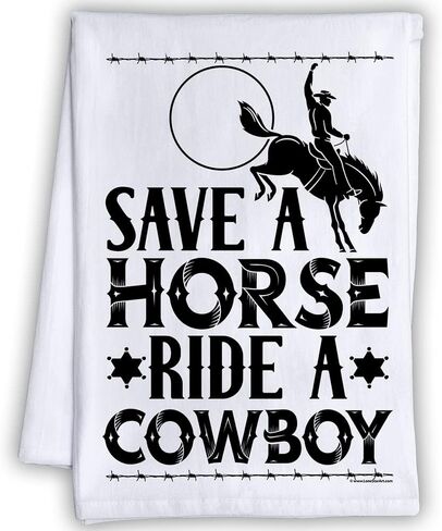 Save a Horse Ride a Cowboy - Tea Towels - Funny Kitchen Towels Decorative Dish Towels with Sayings, Funny Housewarming Kitchen Gifts - Multi-Use Cute Kitchen Towels - Funny Gifts for Women in Saudi Arabia
