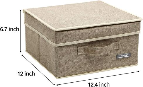 Yueyue Small 4 Pack Fabric Stroage Box مع Lids ، مربع Stroage القابل للطي مع أغطية 4 Color Set 12.4in/12in/6.7in in Kuwait