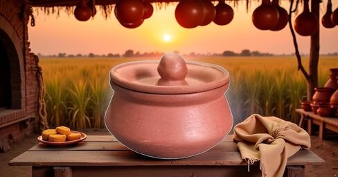 وعاء الرائب الصيني المصنوع يدويًا مع غطاء | ترابية التراكوتا داهي هاندي | طين الزبادي وعاء | وعاء التقديم ميتي للمطبخ وتناول الطعام (التصميم 2 ، 300 مل) in Saudi Arabia