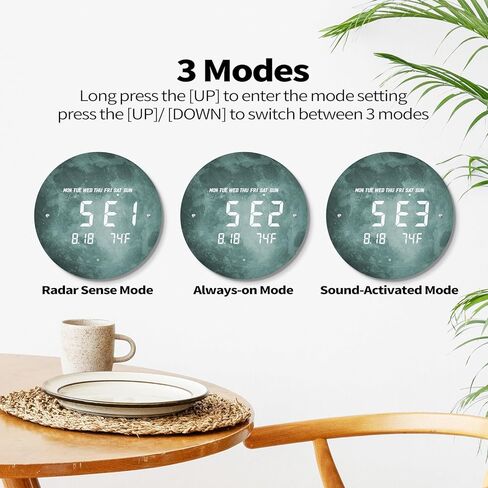 Digital Wall Clock Smart Lighted Silent 12/24H LED Wall Clock Large Display Modern Non Ticking Clock with Temperature Time Clocks for Living Room Bedroom Office Kitchen Decor 12 Inch(Moon) in Kuwait