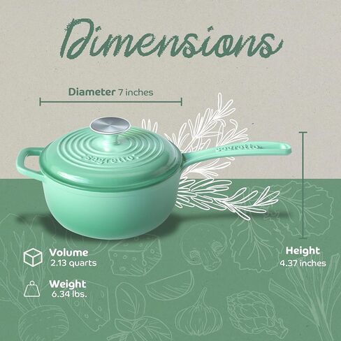 مقلاة صلصة صغيرة مع غطاء ، 2.13 QT verde chiaro (خضراء خضراء) وعاء صلصة صغيرة ، وعاء صغير مع مقبض مساعد بارد وأجهزة طبخ segretto ضيقة. in Saudi Arabia