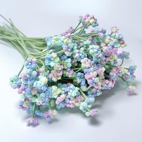 Crochet Baby’s Breath Artificial Flowers, 3 PCS Handmade Gypsophila Babies Breath Flower Bouquet, Babys Breath Flower for DIY Party Wedding Floral Arrangement, Garlands or Home Decor (Blue) in Saudi Arabia