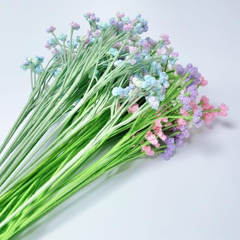 Crochet Baby’s Breath Artificial Flowers, 3 PCS Handmade Gypsophila Babies Breath Flower Bouquet, Babys Breath Flower for DIY Party Wedding Floral Arrangement, Garlands or Home Decor (Blue) in Saudi Arabia