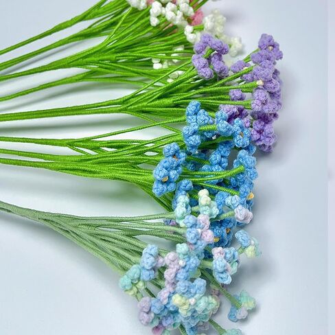 Crochet Baby’s Breath Artificial Flowers, 3 PCS Handmade Gypsophila Babies Breath Flower Bouquet, Babys Breath Flower for DIY Party Wedding Floral Arrangement, Garlands or Home Decor (Blue) in Saudi Arabia