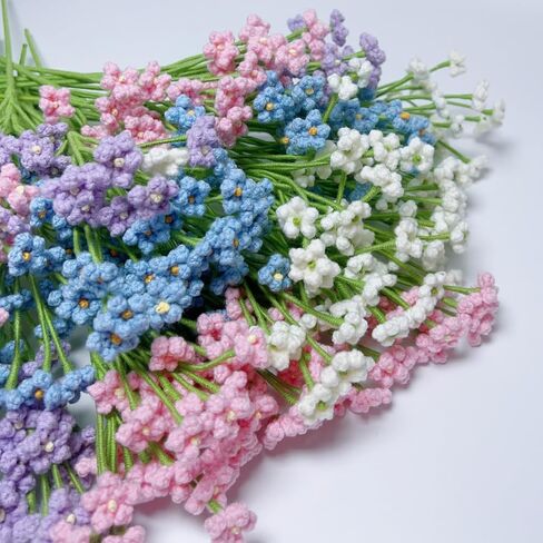 Crochet Baby’s Breath Artificial Flowers, 3 PCS Handmade Gypsophila Babies Breath Flower Bouquet, Babys Breath Flower for DIY Party Wedding Floral Arrangement, Garlands or Home Decor (Blue) in Saudi Arabia