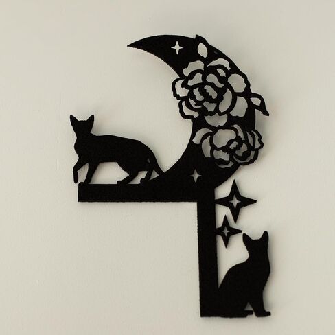 Cat door topper Handmade Halloween Felt Door Corner Décor – Black cats with Moon | Fall Seasonal Home Decoration in Kuwait