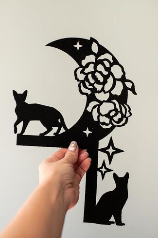 Cat door topper Handmade Halloween Felt Door Corner Décor – Black cats with Moon | Fall Seasonal Home Decoration in Kuwait
