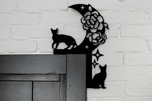 Cat door topper Handmade Halloween Felt Door Corner Décor – Black cats with Moon | Fall Seasonal Home Decoration in Kuwait