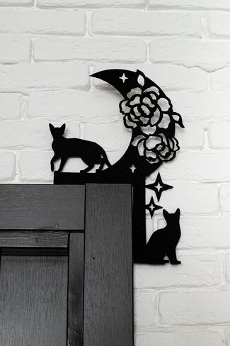 Cat door topper Handmade Halloween Felt Door Corner Décor – Black cats with Moon | Fall Seasonal Home Decoration in Kuwait