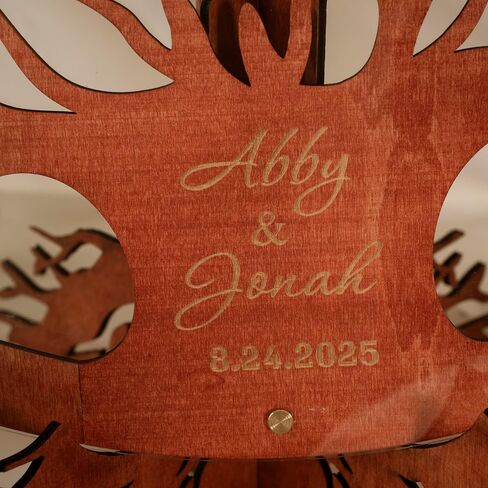 Personalized Wedding Guest Book Alternative - Wooden Tree of Life with Signature Leaves - Custom Name & Date Guestbook Sign – Unique Rustic Wedding Decor in Saudi Arabia