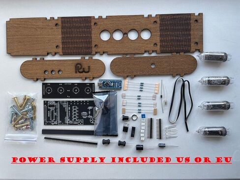 Nixie Tube Clock Kit DIY in14 GoFRA (مع أنابيب) وعلاج خشبي. (تنسيق 12 ساعة) in Kuwait