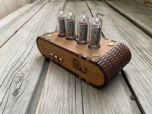 Nixie Tube Clock Kit DIY in14 GoFRA (مع أنابيب) وعلاج خشبي. (تنسيق 12 ساعة) in Kuwait