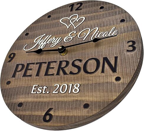 Handmade 11 Inch Wooden Wall Clock Personalized for Couple in Saudi Arabia