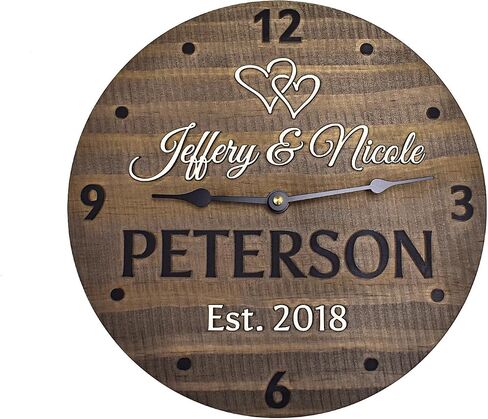 Handmade 11 Inch Wooden Wall Clock Personalized for Couple in Saudi Arabia