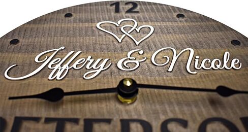Handmade 11 Inch Wooden Wall Clock Personalized for Couple in Saudi Arabia