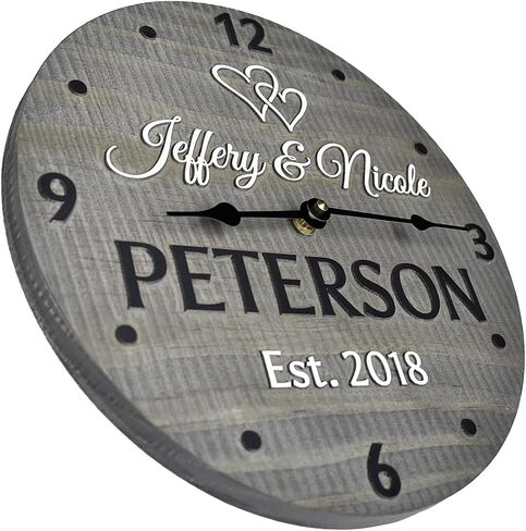 Handmade 11 Inch Wooden Wall Clock Personalized for Couple in Saudi Arabia